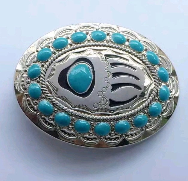 New Beautiful Silver and Turqouise bear claw Belt buckle Men Women gift