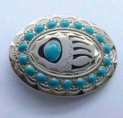 New Beautiful Silver and Turqouise bear claw Belt buckle Men Women Accessories