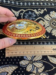 Western Buckle Gold Silver Red Running Horse Cowboy Oval 2 » Hebilla Vaquero