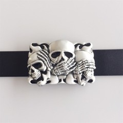 Vintage Style Black Enamel Flame Shy Skulls Tattoo Belt Buckle also Stock in US