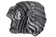 Men Dark Silver Metal Buckle Native American Indian Headdress Western Fashion