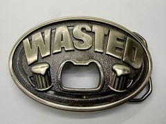 WASTED Statement Funny Novelty Silver Tone KALAN Belt Buckle with Bottle Opener
