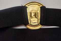 Vintage Lion Head Oversize Gold Metal Belt Buckle Elastic Fashion Belt 80&rsquo;s 90&rsquo;s