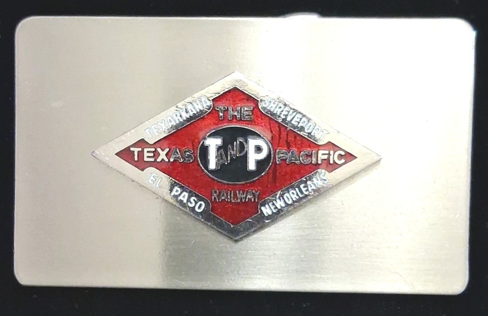 Texas & Pacific Railway (T&P) Logo Metal Belt Buckle – Silver Red Black