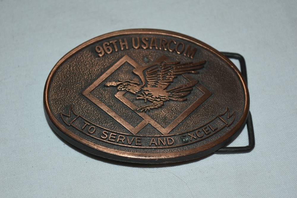 SOLID metal Copper? 96th USARCOM SOARING EAGLE BELT BUCKLE AMERICA EUC