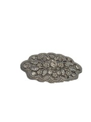 BELT BUCKLE WOMENS SILVER EMBELLISHED STONES FLOWERS AND LEAFS BELT BUCKLE EUC