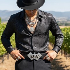 Men Silver Metal Belt Buckle Street Fashion Bling Crown Ace Cards High Roller