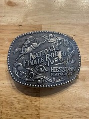 Hesston Vintage Rodeo Belt Buckle 1990 METAL Original Wrap Collector Patina GIFT