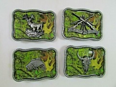 Mixed Lot of 4 Western Green Camo Belt Buckles New USA Seller
