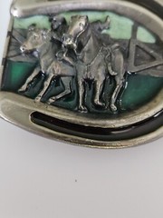 1984 Bergamot Brass Works Horseshoe Vintage Belt Buckle with Horses