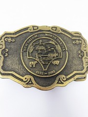 New Salem North Dakota 1883 -1983 Centennial Belt Buckle Hit Line Brass 100 Year