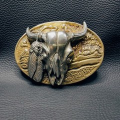 Casting Brass Buffalo Skull Belt Buckle, Personalized Metal Men Belt Buckle,gift