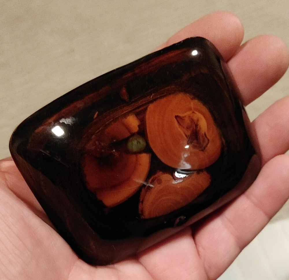 Vintage Wood Polished Resin Belt Buckle Mid Century 1970s 3½ » x 2½ »
