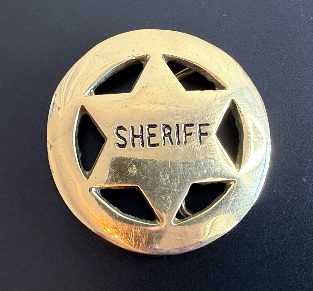 Solid Brass Sheriff Badge Belt Buckle Round 2.5” Across Vintage 80’s