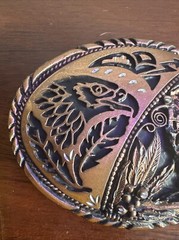 Vintage Belt Buckle Eagle Native American Tribal Diamond Cuts ISS Made In USA