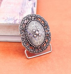 Antique Silver Western Tribal Flower Leathercraft Belt Buckle For 42MM Strap