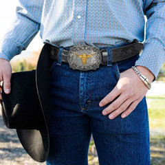 Longhorn bull Belt Buckle for Men- Western Rodeo Cowboy Large Belt Buckles