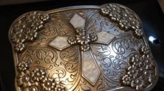 Blazin Roxx RECTANGLE FLORAL ACCENTS CROSS BELT BUCKLE 37928