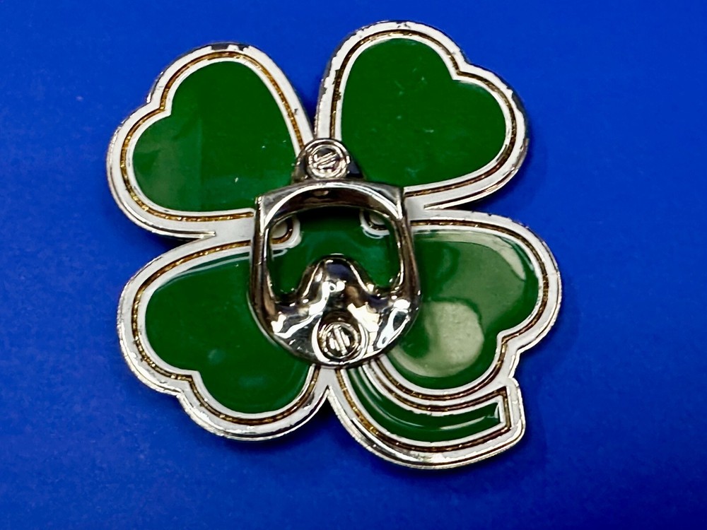 Lucky Four Leaf Clover Shamrock Green Silver Novelty Bottle Opener & Belt Buckle