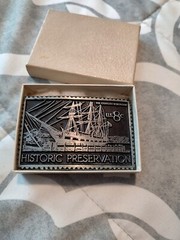 The Charles W. Morgan U.S. 8 cents Historic Preservation Belt Buckle Pure Pewter
