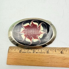 Belt Buckle Red White And Black Silver Trim Color