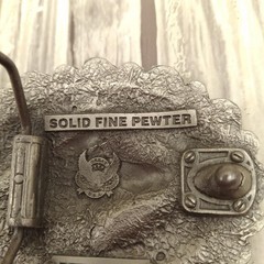 Vtg Great American Products Belt Buckle Pewter Wolf Enamel Oval Western 90s GAP