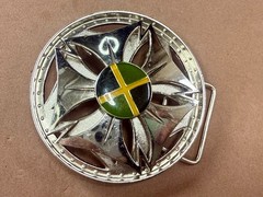 Jamaica Jamaican Flag Spinner Wheel Rim Round Moving NOS Belt Buckle