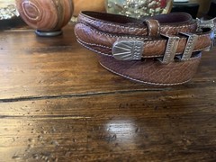 James Reid Ltd Style LG. Mex Sterling Silver Belt Buckle Set 34-36-1.3/8”🦬✅