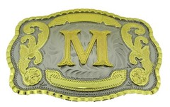 Initial M Letter m Belt Buckle New Men Cowboy Western Really Rodeo Gold Metal