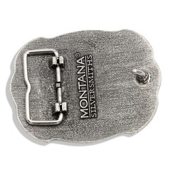 Officially Licensed John Deere Attitude Western Belt Buckle Scalloped Duo Silver