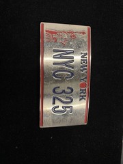 Vintage Y2K New York NYC 325 Belt Buckle Statue of Liberty Rare Silver Red Blue