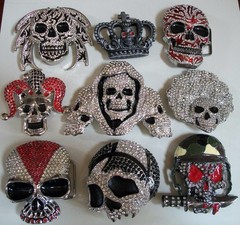 Men&rsquo;s Fashion Silver & Gold Finish Skull Pirate Hip Hop Party Buckle