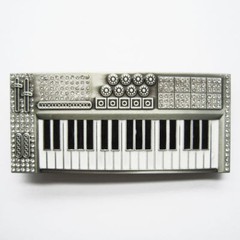 Piano Keyboard w/ Cubic Rhinestones Music Musical Metal Fashion Belt Buckle