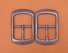 Solid Silver Center Bar Belt Buckle for Leather Belt Replacement Fit 38mm Strap