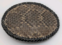 Vintage Snakeskin Belt Buckle Exotic Leather Braided Edge Western Oval