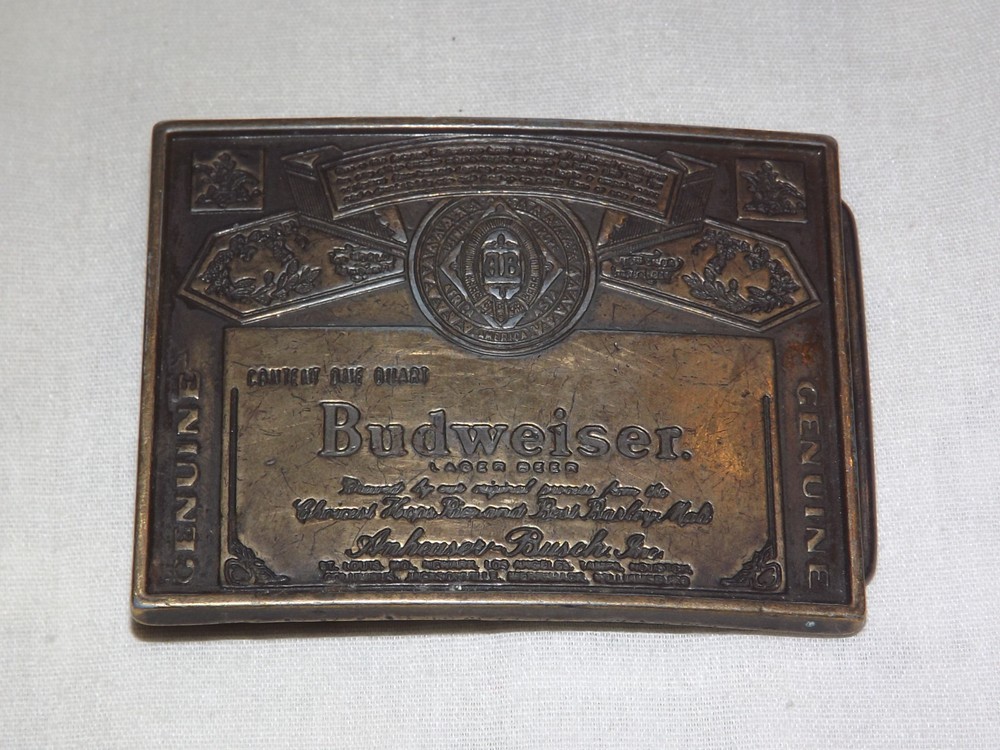 VINTAGE GENUINE BUDWEISER BEER BELT BUCKLE