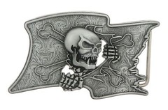 Pirate Flag Skull Silver Metal Belt Buckle