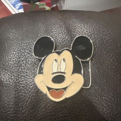 Smiling Micky Mouse Head Belt Buckle Classic Disney Wide Eye Silver Tone Retro