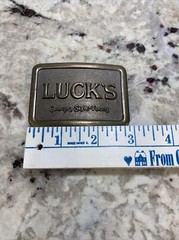 Vintage Metal Belt Buckle, Luck&rsquo;s, Country Style Foods, Groceries, Food, 3&Prime; x 2&Prime;