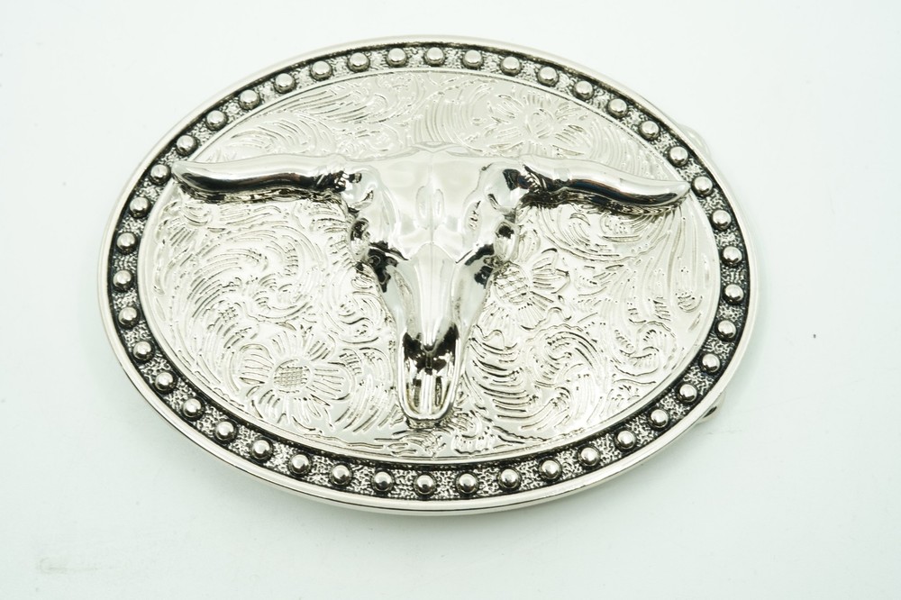 Western Long Horn Bull Cowboy Cowgirl Metal Belt Buckle