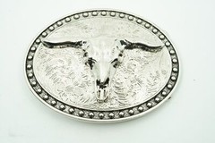 Western Long Horn Bull Cowboy Cowgirl Metal Belt Buckle