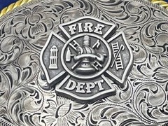 Firefighter FD Fire Department Western Style Buckle (Pewter)