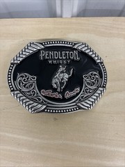 2020 Pendleton Whisky Let&rsquo;er Buck Black Silver Enamel Metal Belt Buckle MS