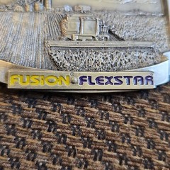 Vintage Collectible Fusion Flexstar Farm Glasses Silver Tone Metal Belt Buckle