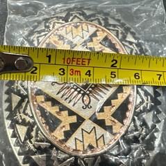 Vintage Sunburst Tribal Art Pattern Multi Color Copper Belt Buckle