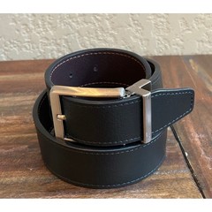 Nike Men&rsquo;s Leather Belt Size 40 Black/Brown Reversible Silver Buckle