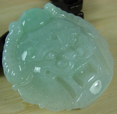 Certified Icy Green Natural Grade A Jade Jadeite Dragon Man Buckle Belt A-078-3