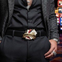 Men Women Gold Metal Casino Cards Belt Buckle Luck Royal Flush Vegas Statement