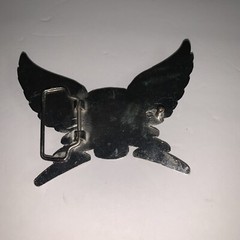 New Winged Skull Belt Buckle-Metal with Black Enamel