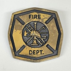 Vintage 1978 BTS Solid Brass Fire Dept Belt Buckle Made in USA Firefighter